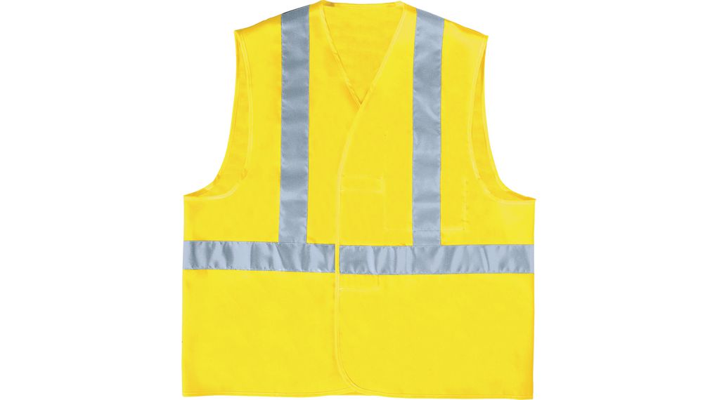 High Visibility Vest, L, Polyester, Fluorescent Yellow