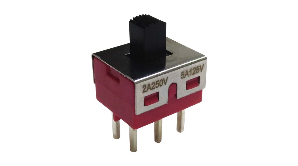 Miniature Slide Switch, 2CO, ON-OFF-ON, PCB Pins