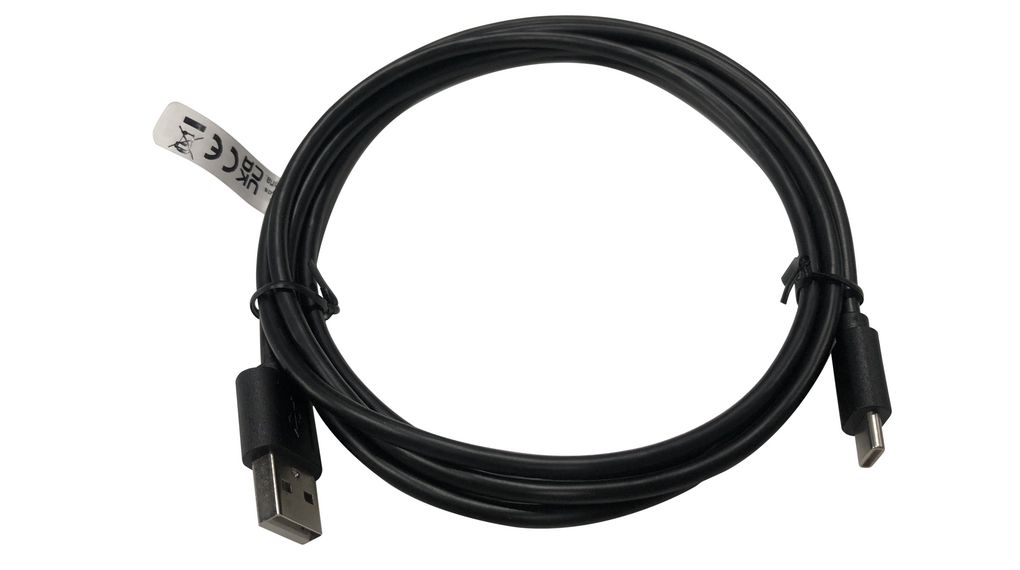 Cable, USB-A Plug - USB-C Plug, 2m, USB 2.0, Black