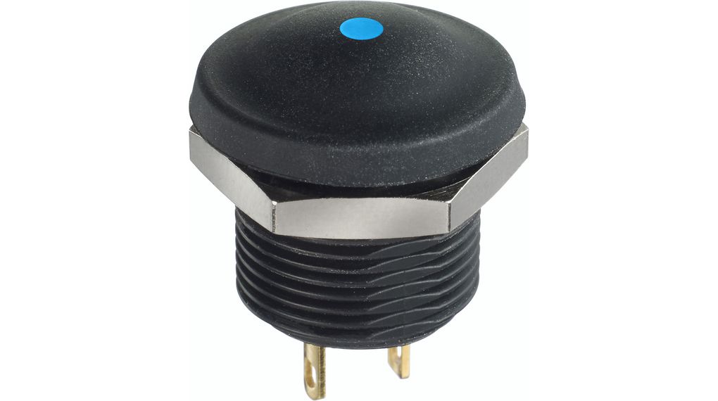 Illuminated Pushbutton Switch Momentary Function 1NO 28 VDC LED Blue Dot