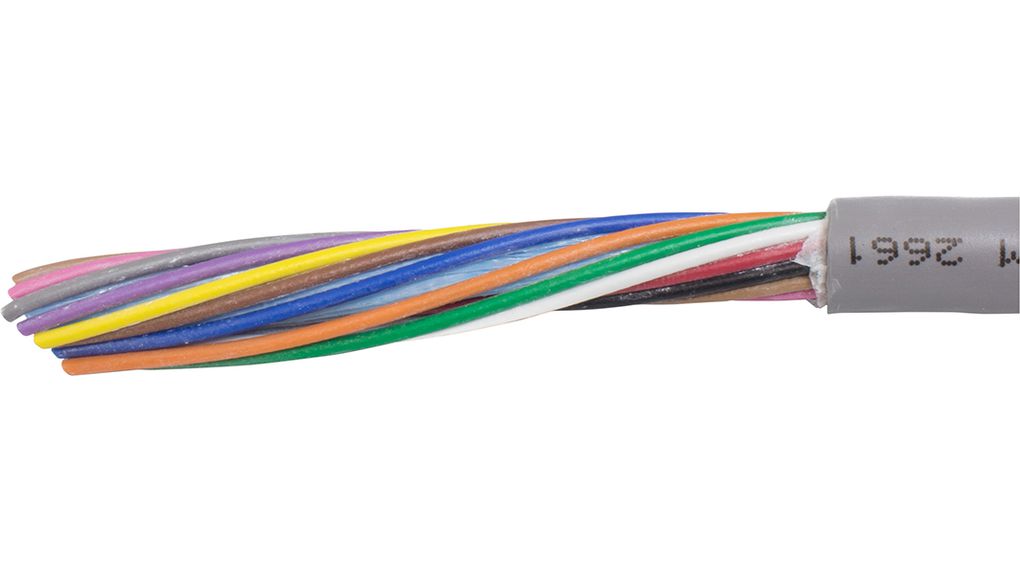 Multicore Cable, YY Unshielded, PVC, 2x 0.96mm², 30m, Grey