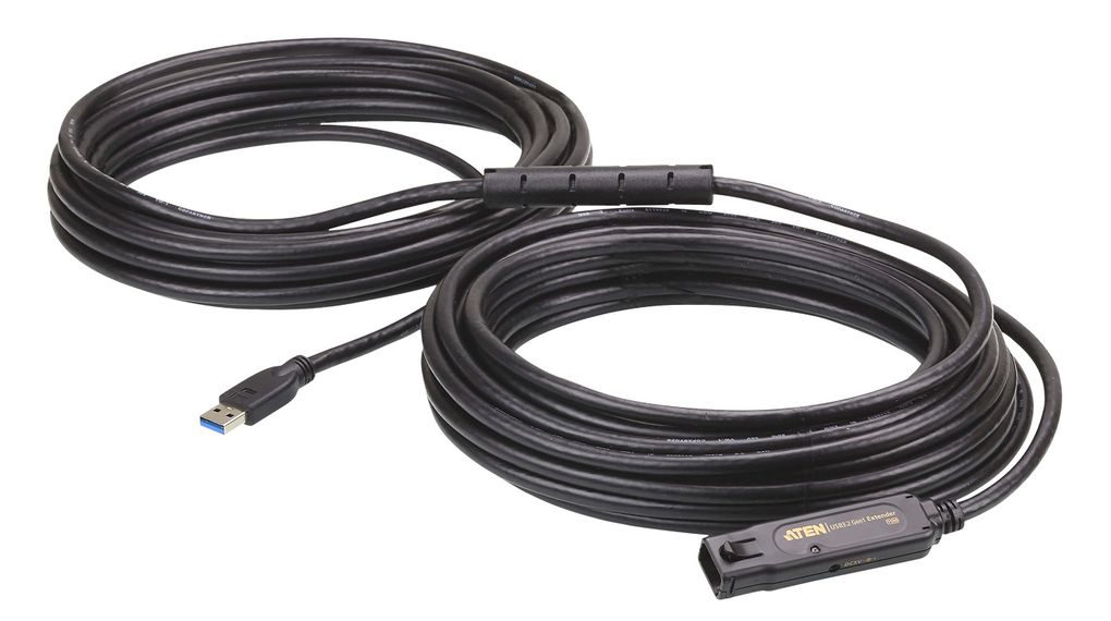 Cable, Zástrčka USB A - Zásuvka USB A, 15m, USB 3.0, Černá