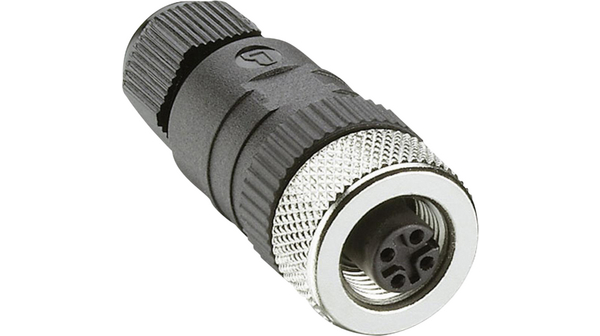 Circular Connector, M12, Plug, Straight, Poles - 4, Spring, Cable Mount