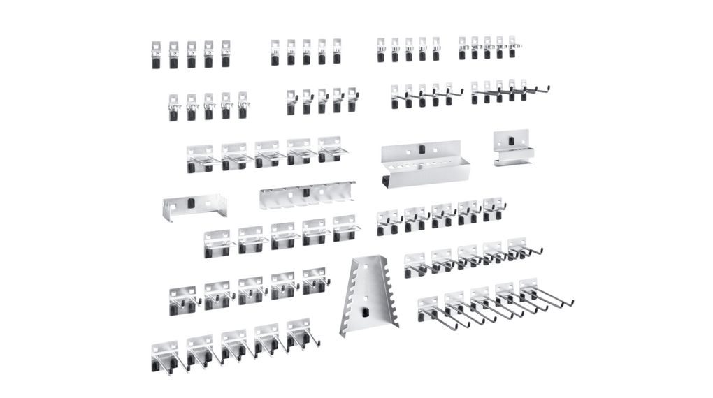 Hoekset voor gereedschapswand, 80 stuks, Zilver