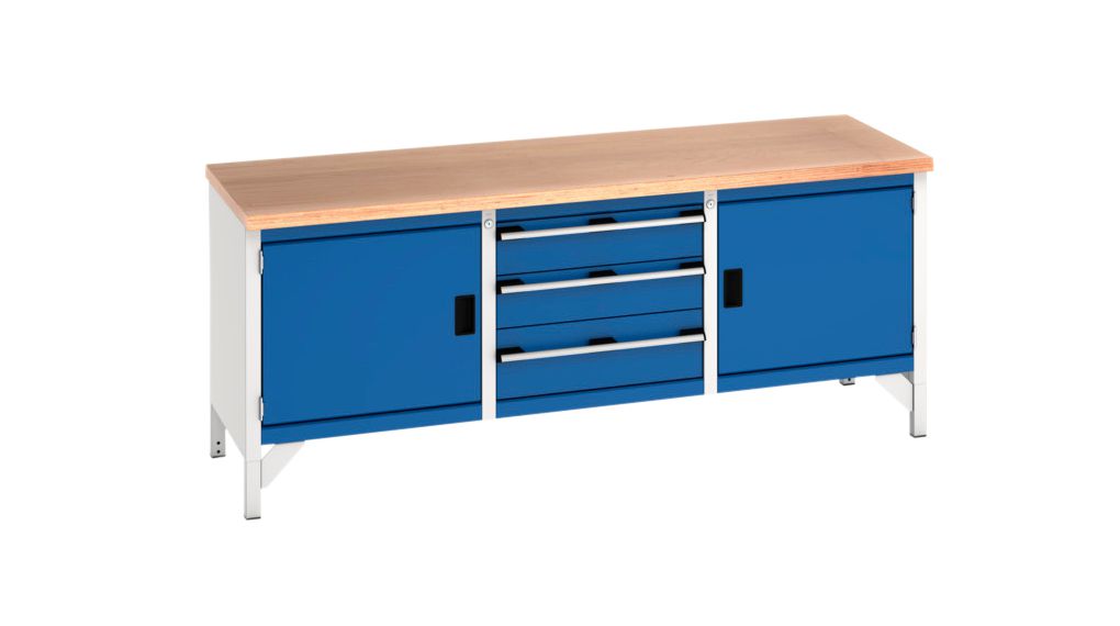 Table de travail avec tiroirs et placard, 2m x 750mm x 840mm, 800kg