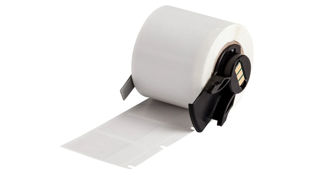 Rouleau d'étiquettes auto-laminantes, Vinyle, 25.4 x 12.7mm, 250pièces, Transparent / blanc