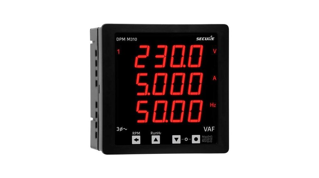 3-Phase Digital Panel Meter, DPM, LCD, AC Voltage / Current / Frequency, 96 x 96mm, 40 ... 300 V