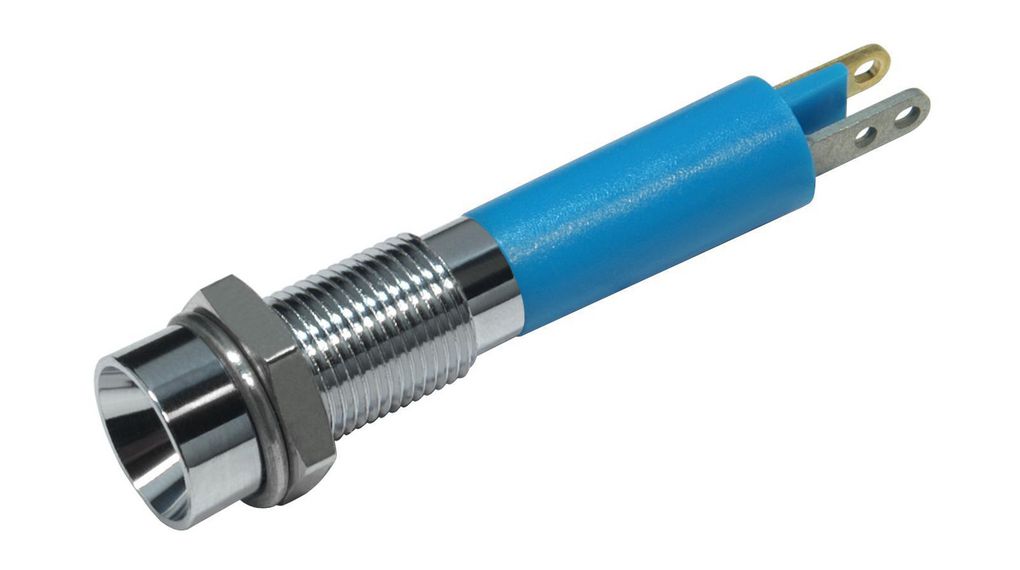 LED Indicator, Blue, 26mcd, 24V, 6mm, IP67