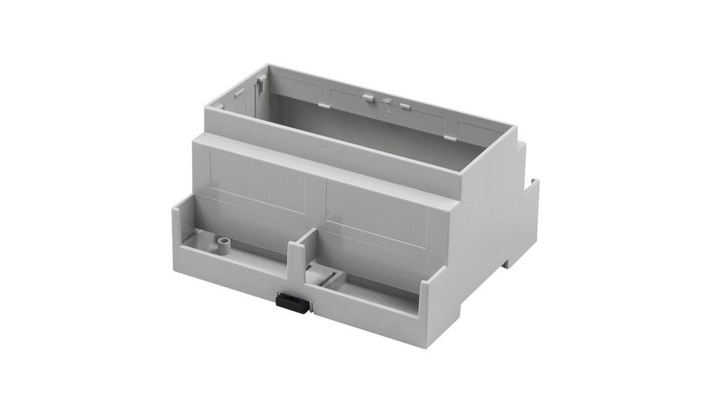 DIN-rail modulebox, formaat 6, open bovenkant, uitgebreide wanden, beide zijkanten open CNMB 90x106x58mm Lichtgrijs Polycarbonaat IP20