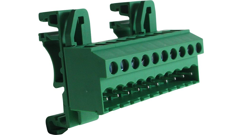 DIN Rail Mounted Pluggable Terminal Block, Straight, 5.08mm Pitch, 10 Poles
