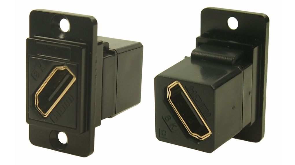 Doorvoeradapter, metalen frame, zwart, 7680 × 4320, HDMI-aansluiting - HDMI-aansluiting