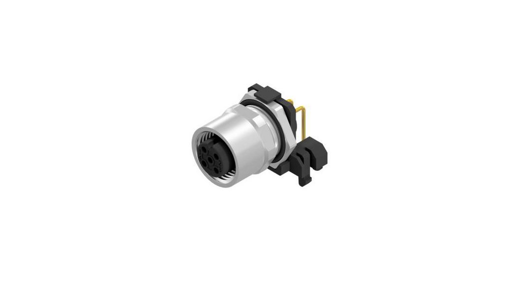 Circular Connector, M12, Socket, Straight, Poles - 5, PC Pins, Panel Mount