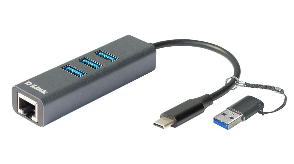 USB Hub, USB-A Plug / USB-C Plug, 3.0, USB Ports 3, USB-A Socket