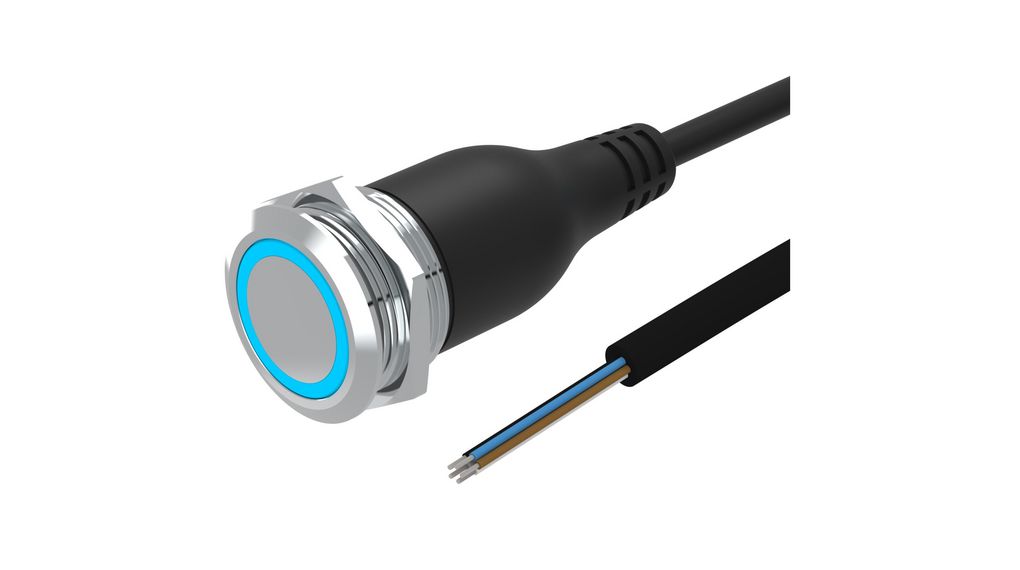 Interruttore a pulsante luminoso Mantenuto 1CO 35 V LED Blu Cerchio Estremità aperta