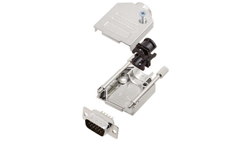 DE-15 Plug D-Sub HD Connector Kit, Zinc Backshell