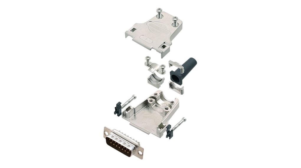 D-Sub Connector Kit, DA-15 Plug, Solder, Zinc