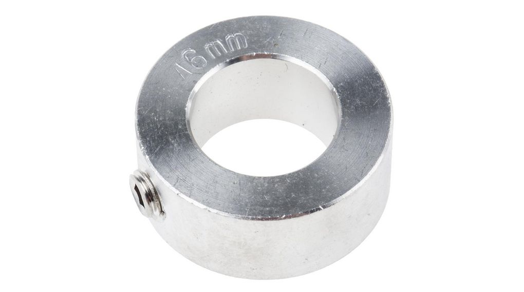 Shaft Collar, One Piece, Set Screw, Bore 16mm, OD 28mm, W 12mm, Stainless Steel