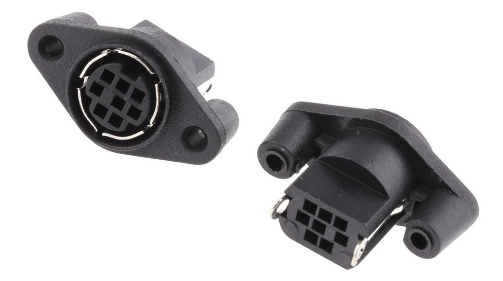 8 Pole Miniature Din Socket, 1A, 100 V ac, Female, Panel Mount Poles