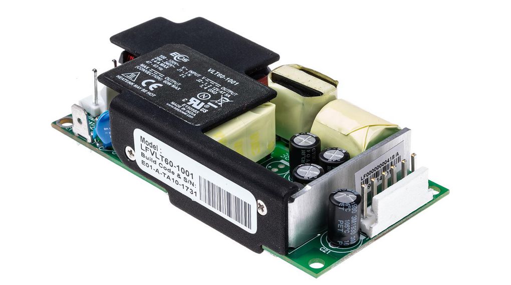 Switching Power Supply, LFVLT60-1001, 12V dc, 5A, 60W, 1 Output, 180 → 264 V ac, 90 → 132 V ac Input, 60W