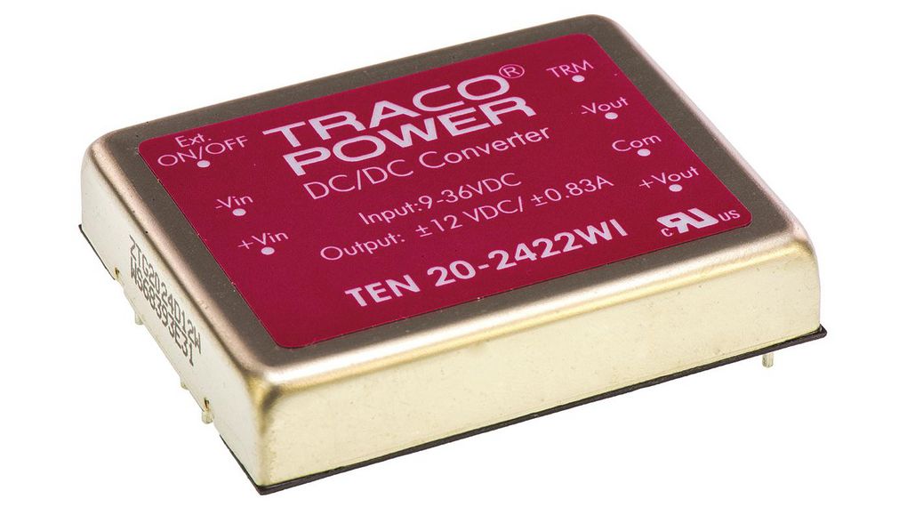 DC/DC Converter, 9 ... 36V, 12V, 835mA, 20W