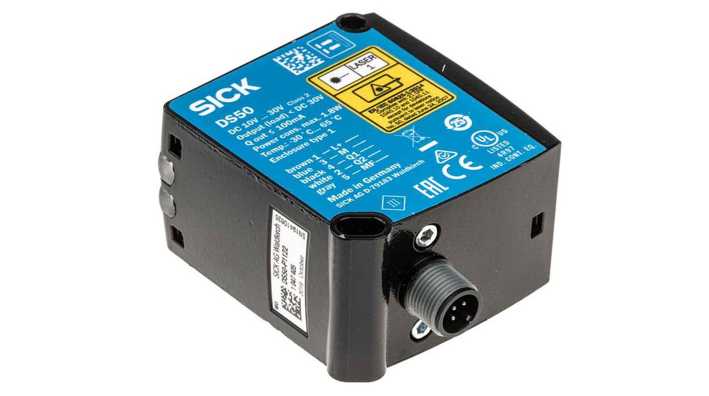 Czujnik fotoelektryczny 2 x PNP 10m 20ms 30VDC Czerwony laser Złącze, M12, 5-stykowe, męskie IP65 Dx50