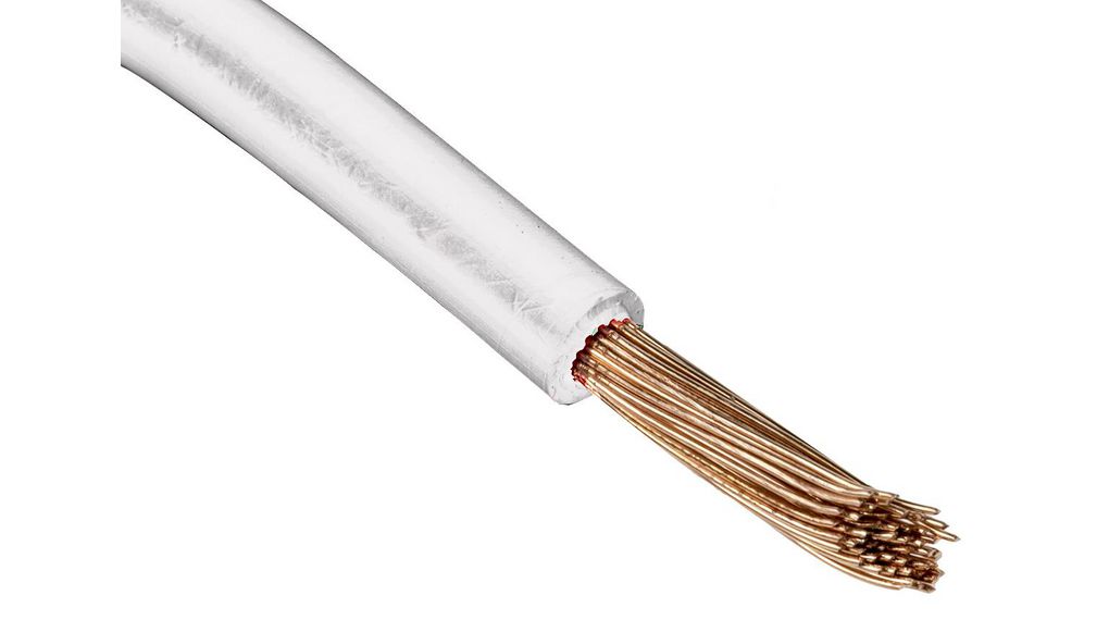 White 0.2mm² Hook Up Wire, 24 AWG, 11/0.16 mm, 100m, MPPE Insulation