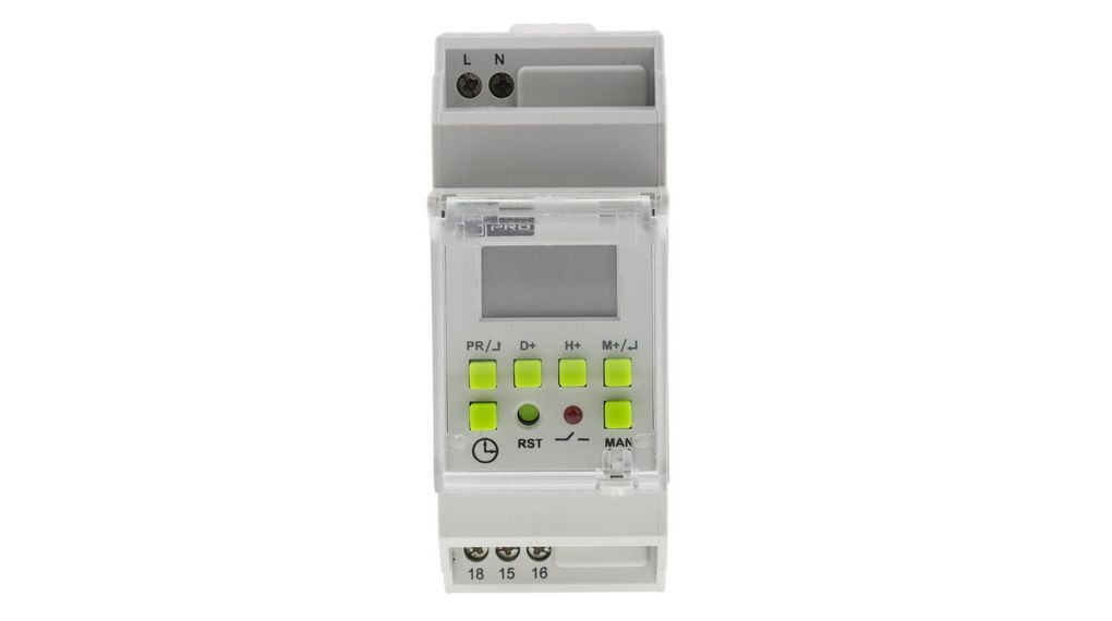 RS PRO Digital Pulse Switch DIN Rail Time Switch 110 → 240 V ac, 1-Channel