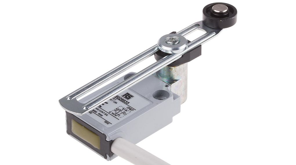 Adjustable Roller Lever Limit Switch, NO/NC, IP67, DPST, Die Cast Zinc Housing, 240V ac Max, 5A Max, Justerbar rullarm, Die Cast Zinc, 1NO + 1NC
