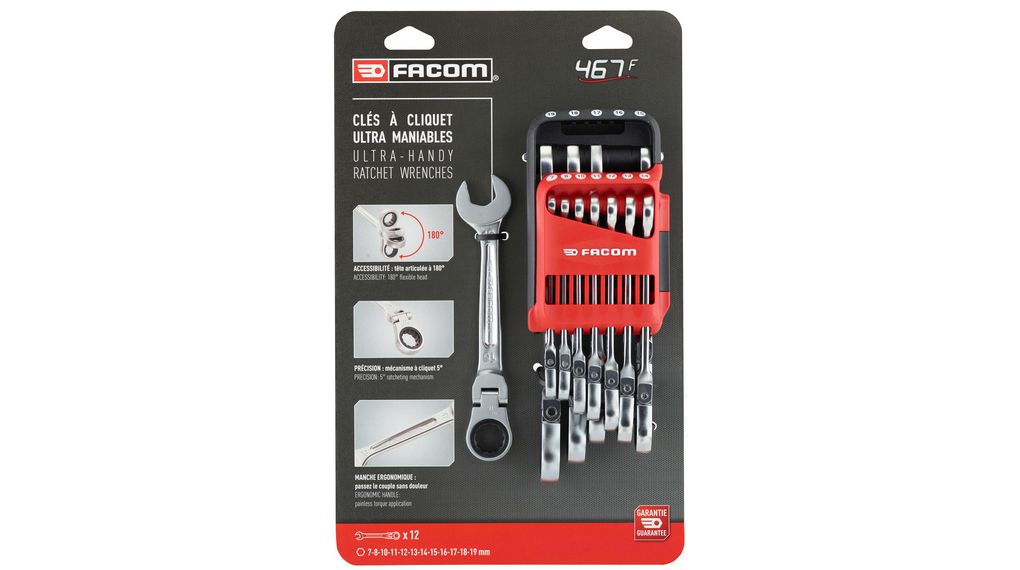 Spanner Set, Hinged Combination Ratchet, 12szt.