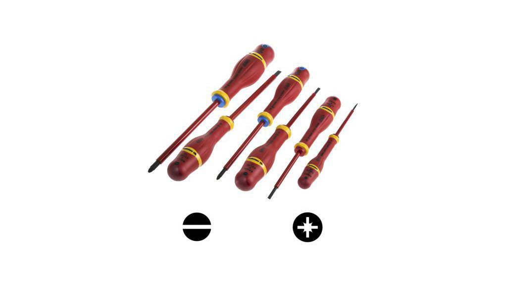 Pozidriv; Slotted Insulated Screwdriver Set, 6-Piece, Pack of 6 pieces