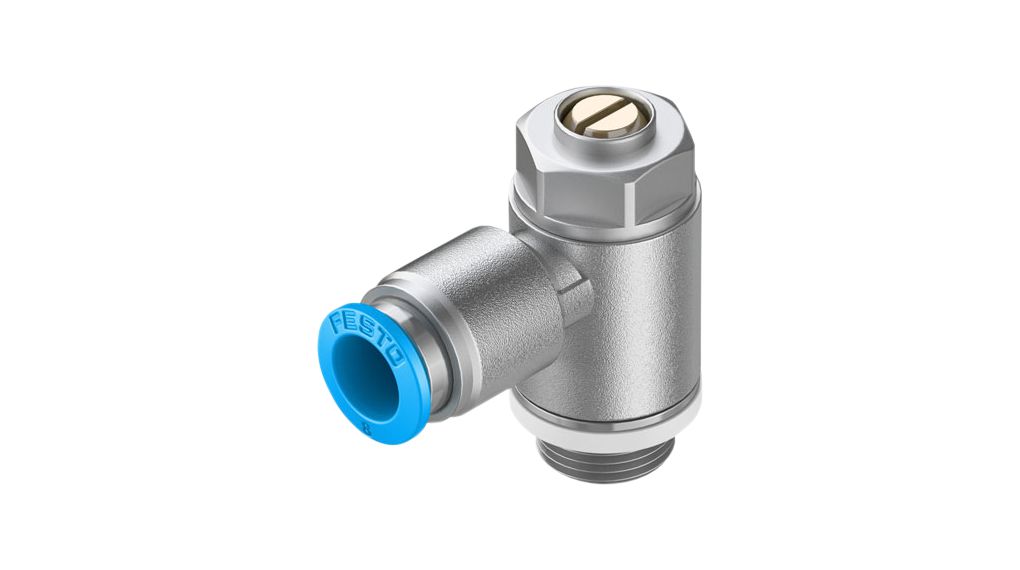 Flow Control Valve, Slotted Screw, G1/4" / QS-8, 20kPa ... 1MPa, 475L/min