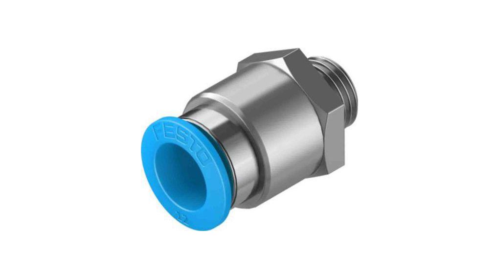 Festo Straight Threaded Adaptor, G 1/4 Male to Push In 12 mm, Threaded-to-Tube Connection Style, 132042
