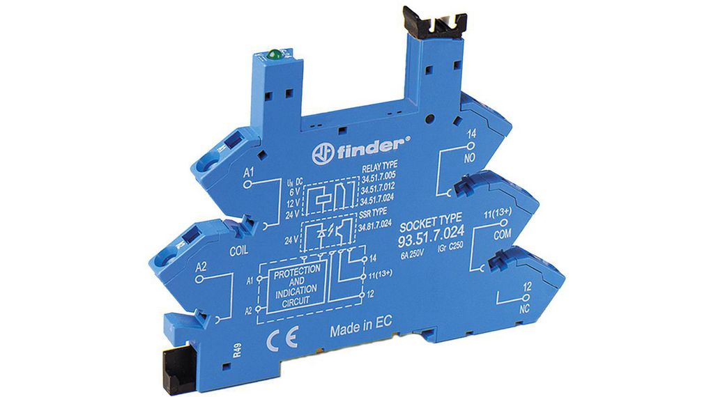 Reläuttag 6A 24V Skruvlös plint
