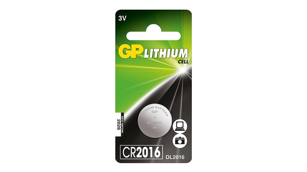 GP pile bouton, Lithium, CR2016