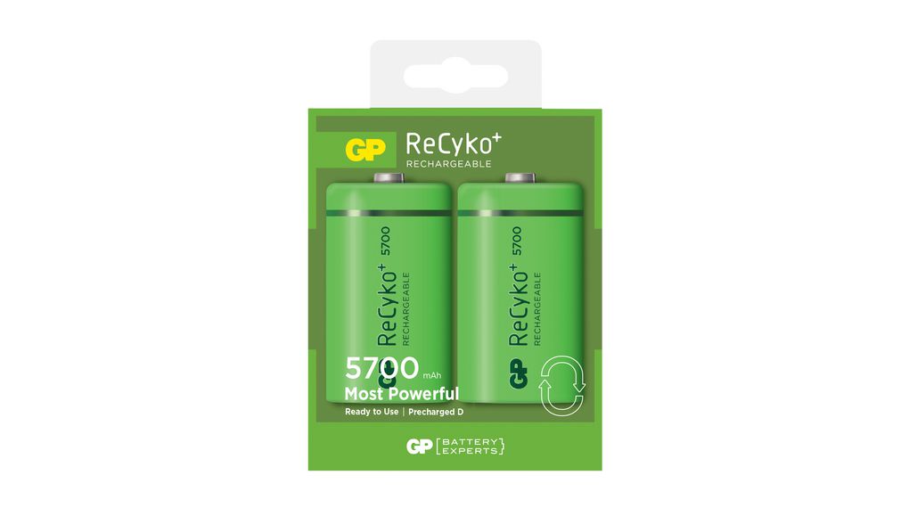 Rechargeable Battery, Ni-MH, D, 1.2V, 5.7Ah, Pack of 2 pieces