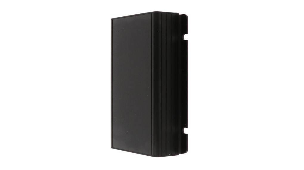 Enclosure with Integrated Flanges, Extruded Aluminium, 120x98x27mm, Black Anodized, IP54