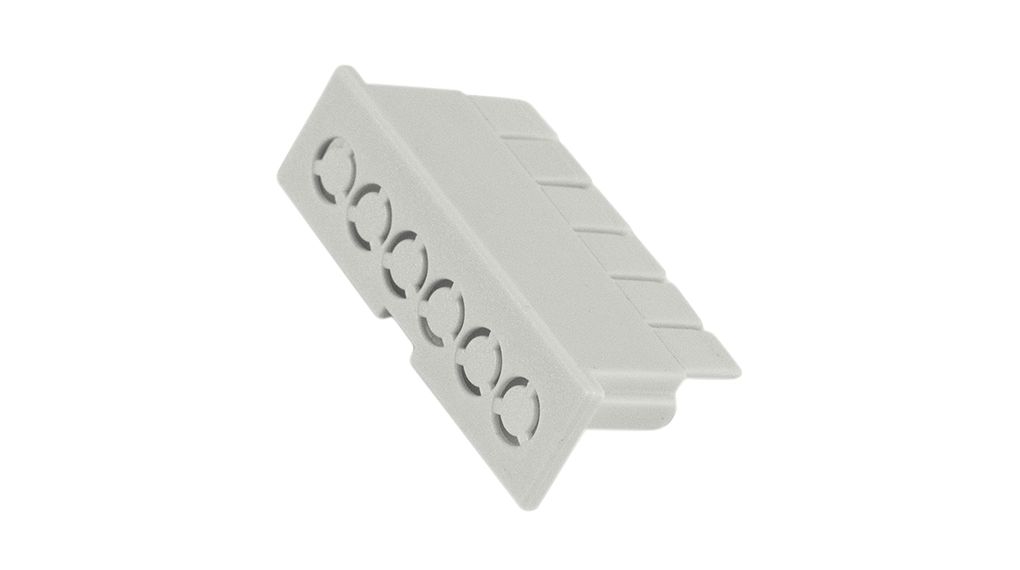 DIN-Schienen-Gehäuseabdeckplatte, mit Ausbrüchen, 34.7mm, Polycarbonat / PPE / PS, Grau