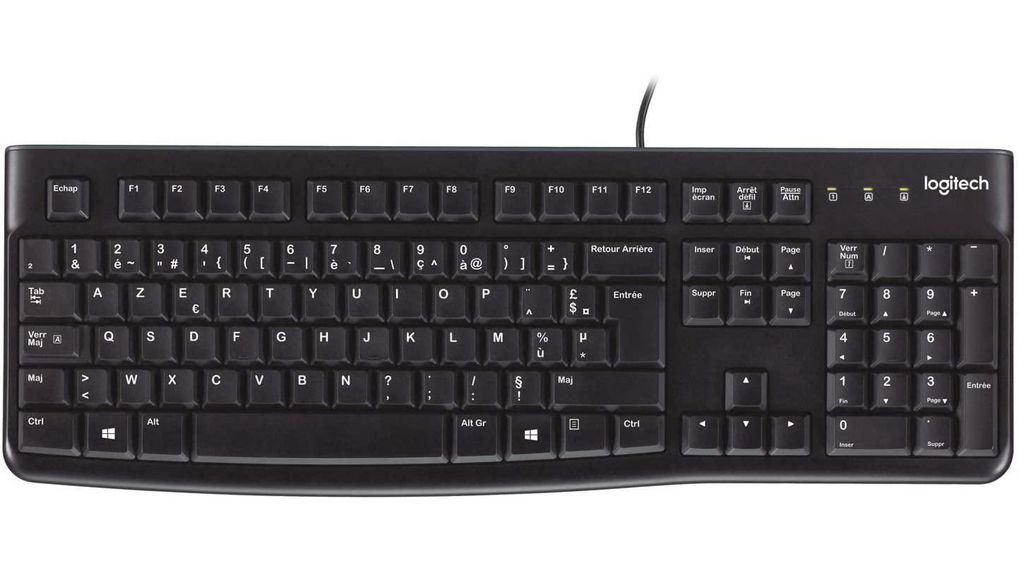 Tastatur, K120, FR Frankrig, AZERTY, USB, Kabel