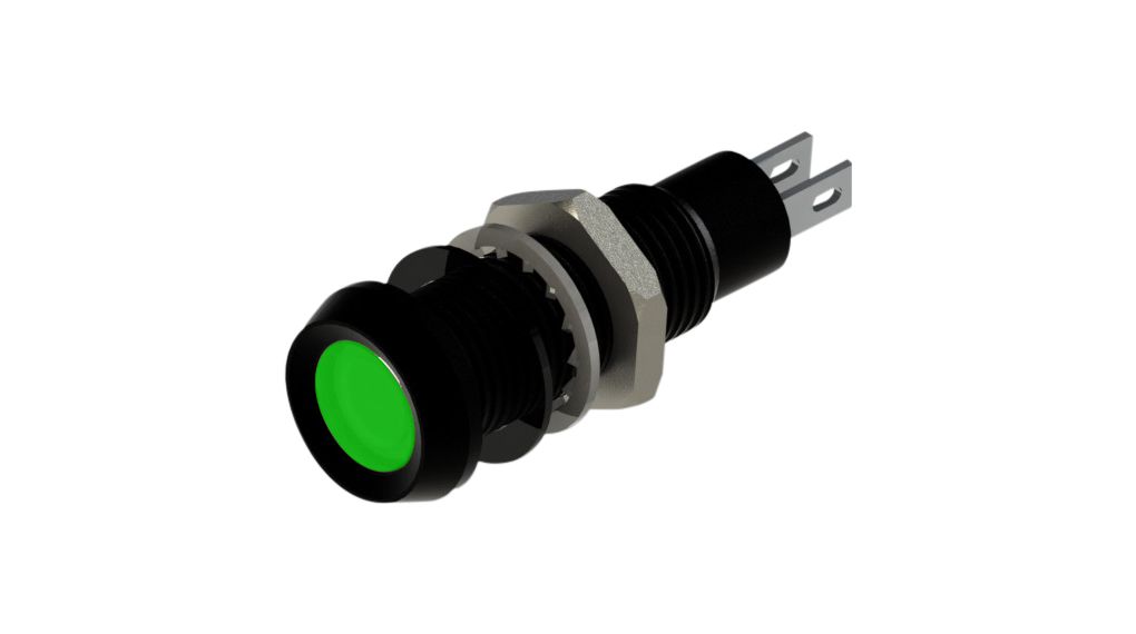 LED Indicator Green 8.1mm 48VDC 13mA