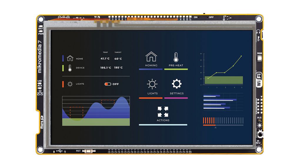 Mikromedia 7 Resistive Touchscreen Display and Evaluation Board 800x480 7"