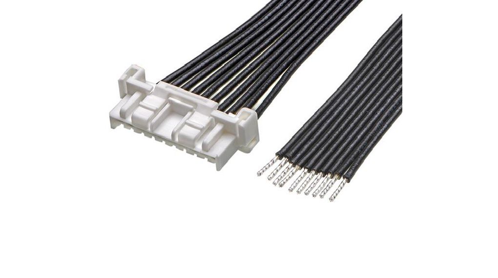 Off-the-Shelf (OTS) Cable Assembly, Plug - Bare End, 600mm, 22AWG, Circuits - 10