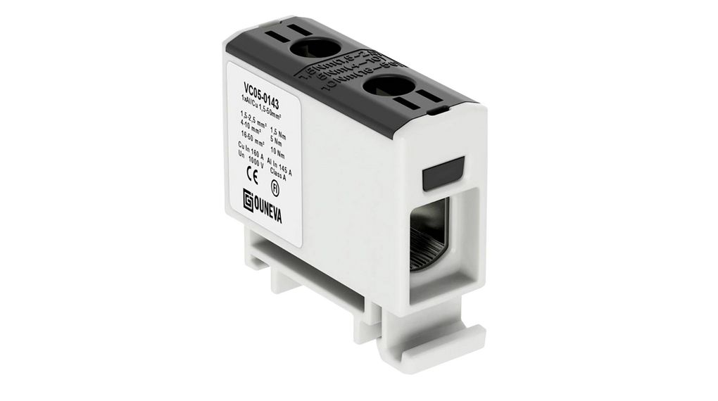 Universele connector, geïsoleerd, Schroef, 1 Polen, 1kV, 160A, Zwart/grijs