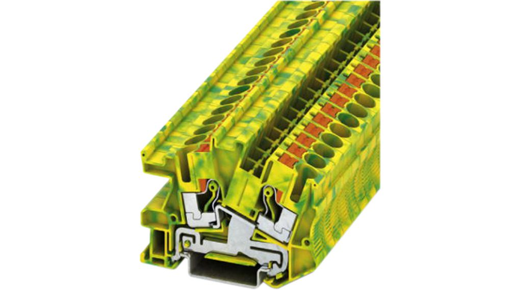 Terminal Block, Push-In, 2 Poles, , 6mm², Green / Yellow, Pack of 50 pieces