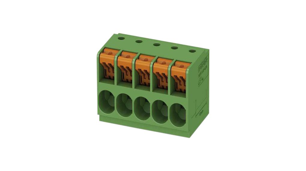 PCB Terminal Block, 6.35mm Pitch, Right Angle, Push-In, 2 Poles