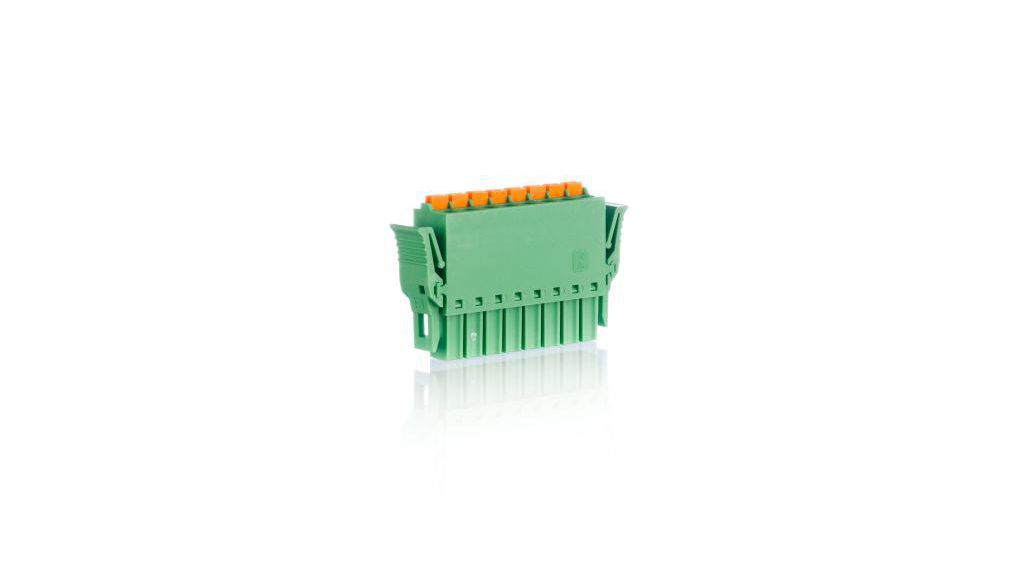 3.5mm Pitch 8 Way Pluggable Terminal Block, Plug, Cable Mount, Spring Cage Termination