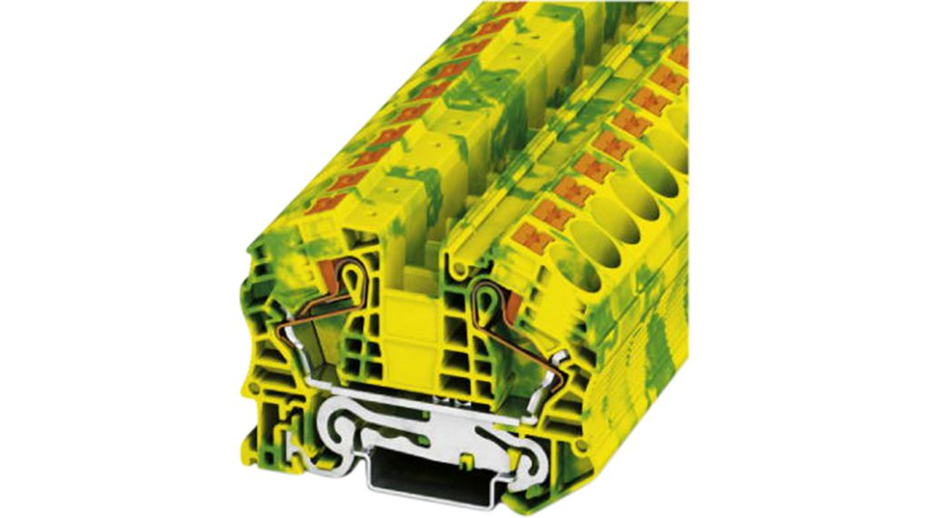 Terminal Block, Push-In, 2 Poles, , 16mm², Green / Yellow, Pack of 5 pieces