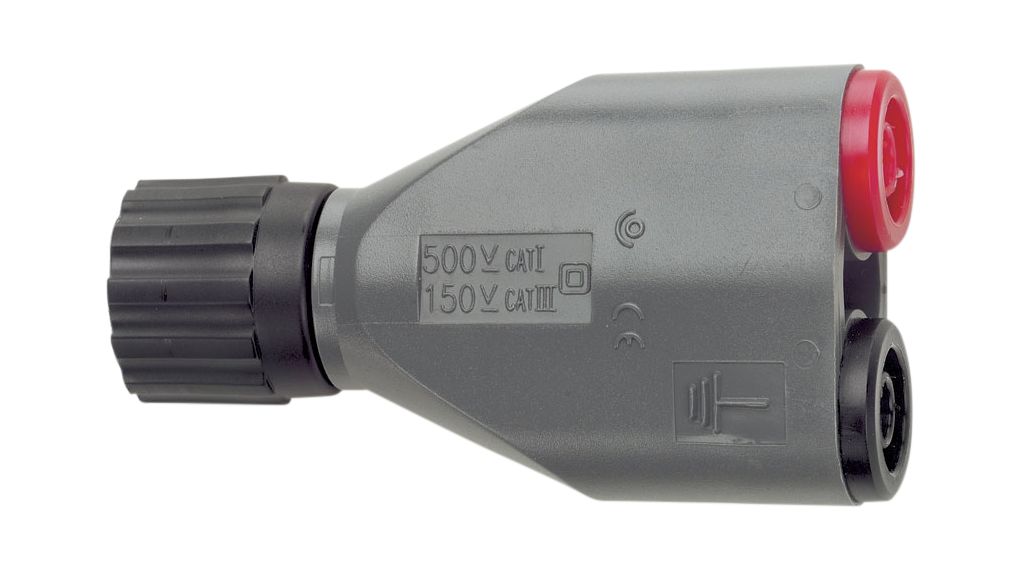 Adapter, BNC-plugg - 2x banankontakt 500V 3A 63mm Svart