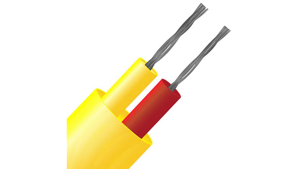 Type K Thermocouple Cable/Wire, 25m, Unscreened, PFA Insulation, +260°C Max, 1/0.3mm