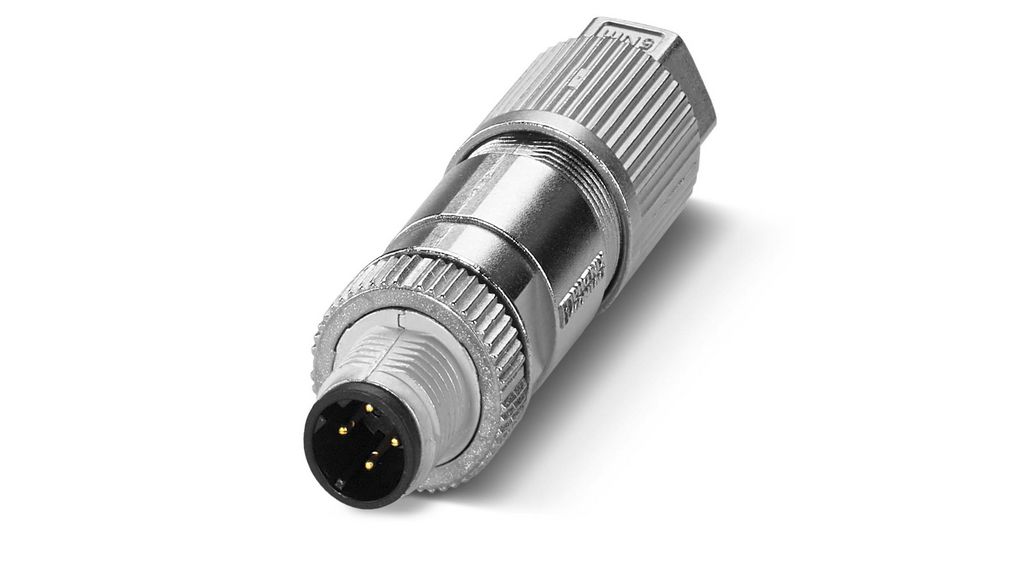 Circular Connector, M12, Plug, Straight, Poles - 4, Screw, Cable Mount