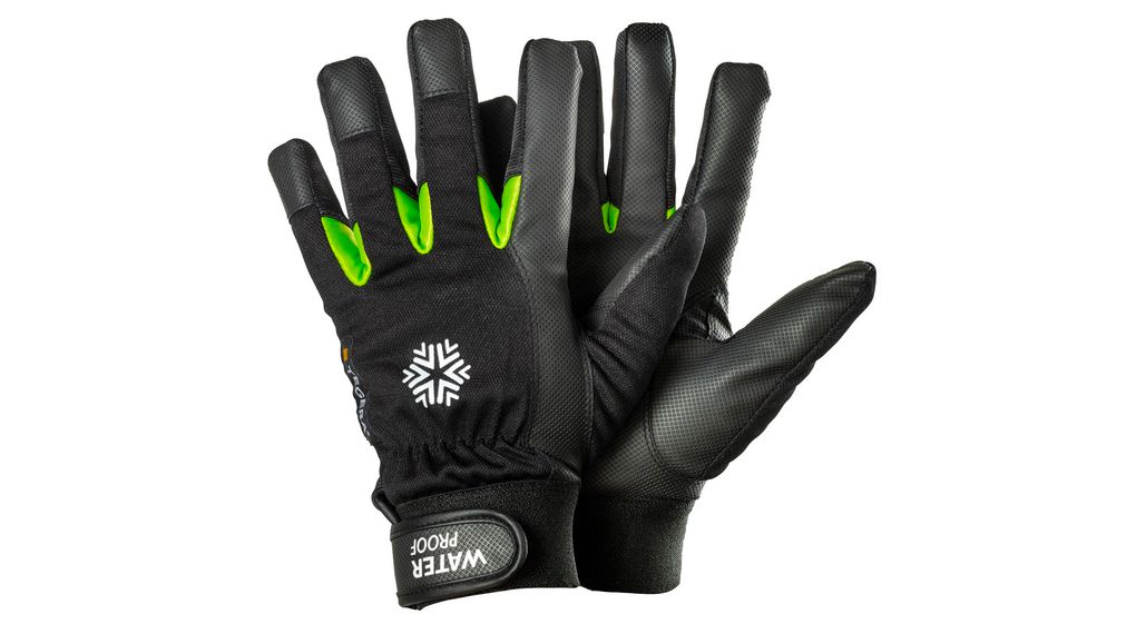 Jalas Tegera 517 Black, Green Leather Waterproof Gloves, Size 10